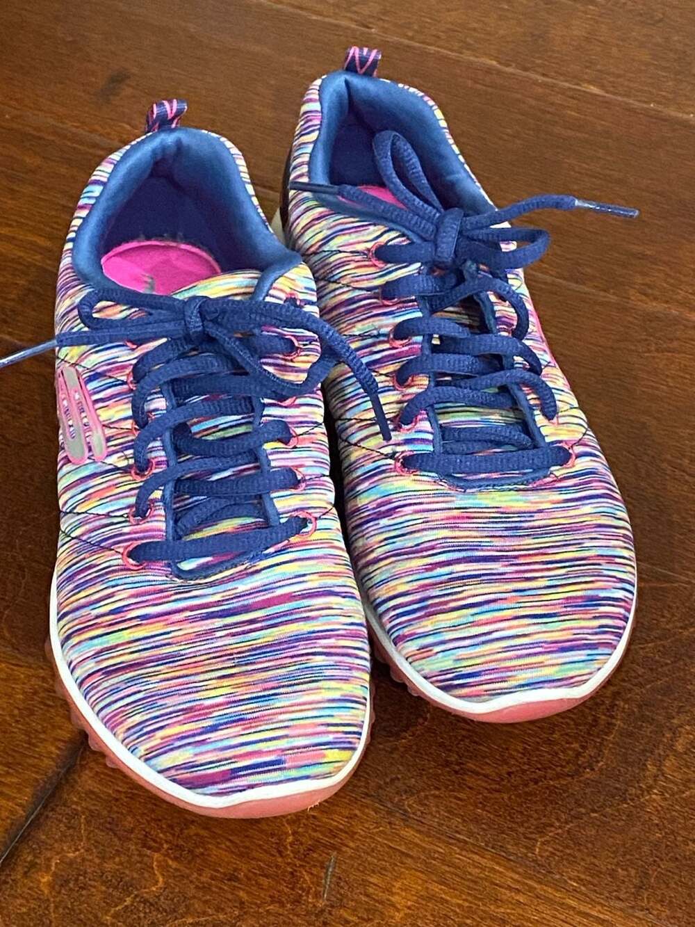 Skechers Multi-Colored Athletic Walking Shoes Size 8.5 Pink Blue Striped